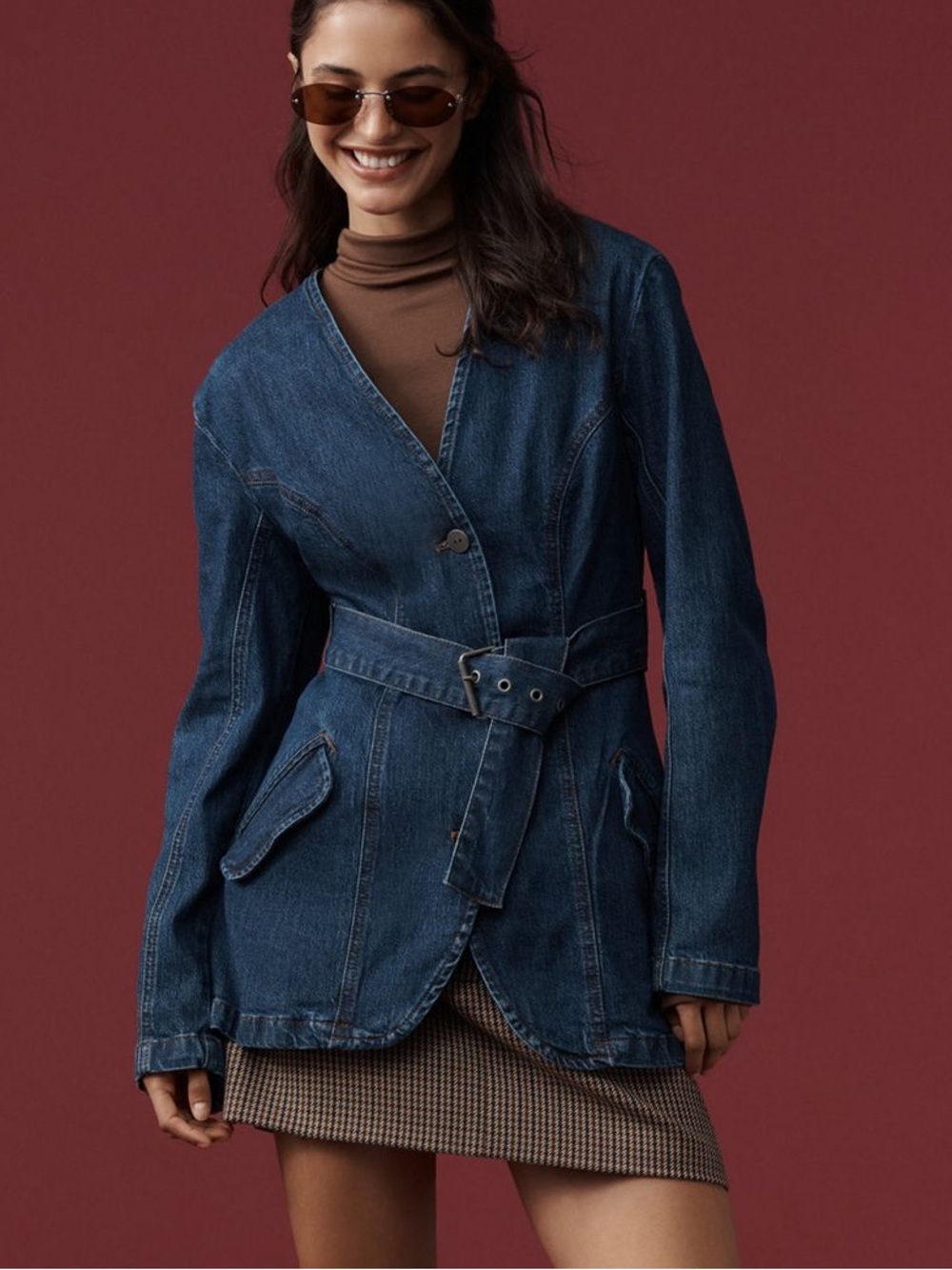 Anthropologie Belted Denim Jacket Medium NWT